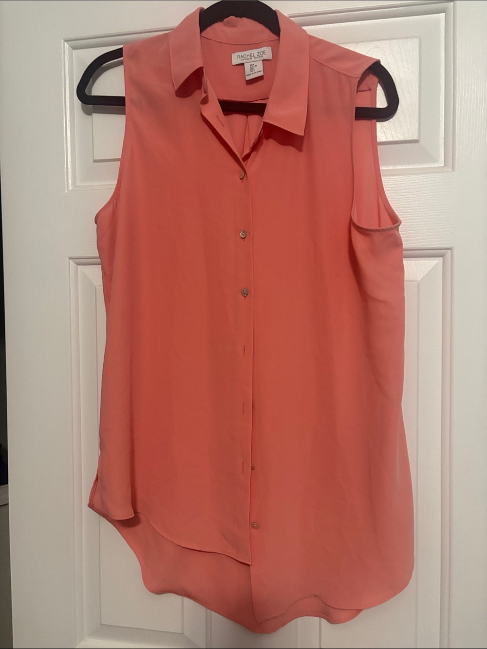 Rachel Zoe Coral Sleeveless Button-Down Blouse